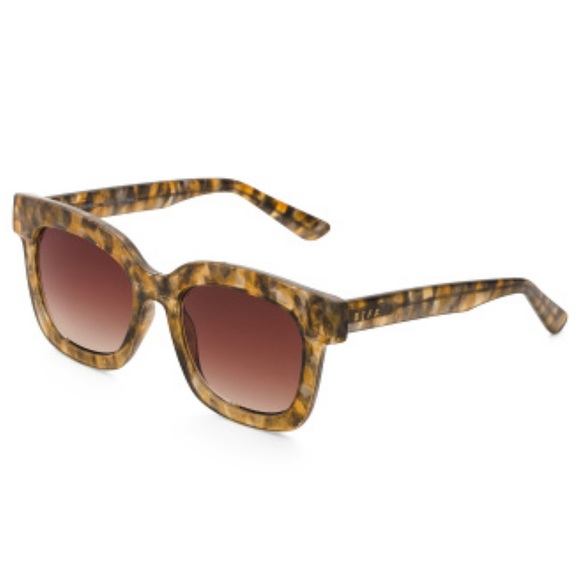 DIFF Makay Sunglasses Sea Tortoise Frames Brown Gradient Lenses Square Oversized - Picture 6 of 10